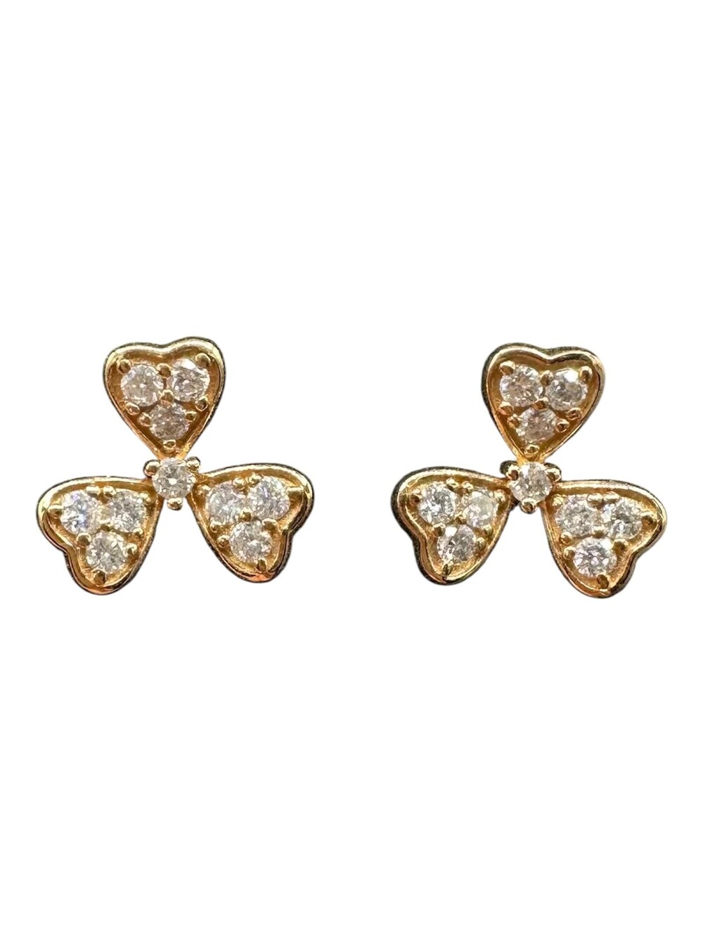 Shamrock Diamond Earrings 14K Yellow Gold 0.50ctw GH SI Push Backs
